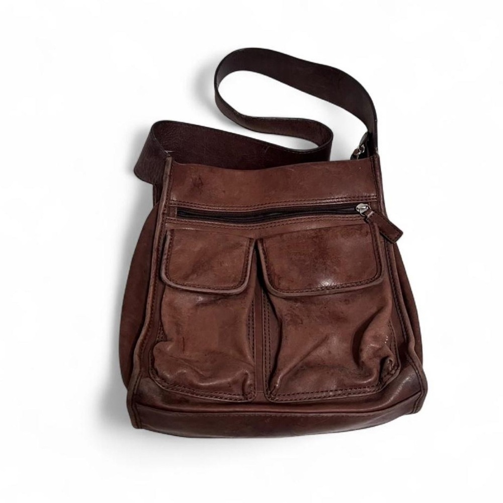Fossil brown leather shoulder bag